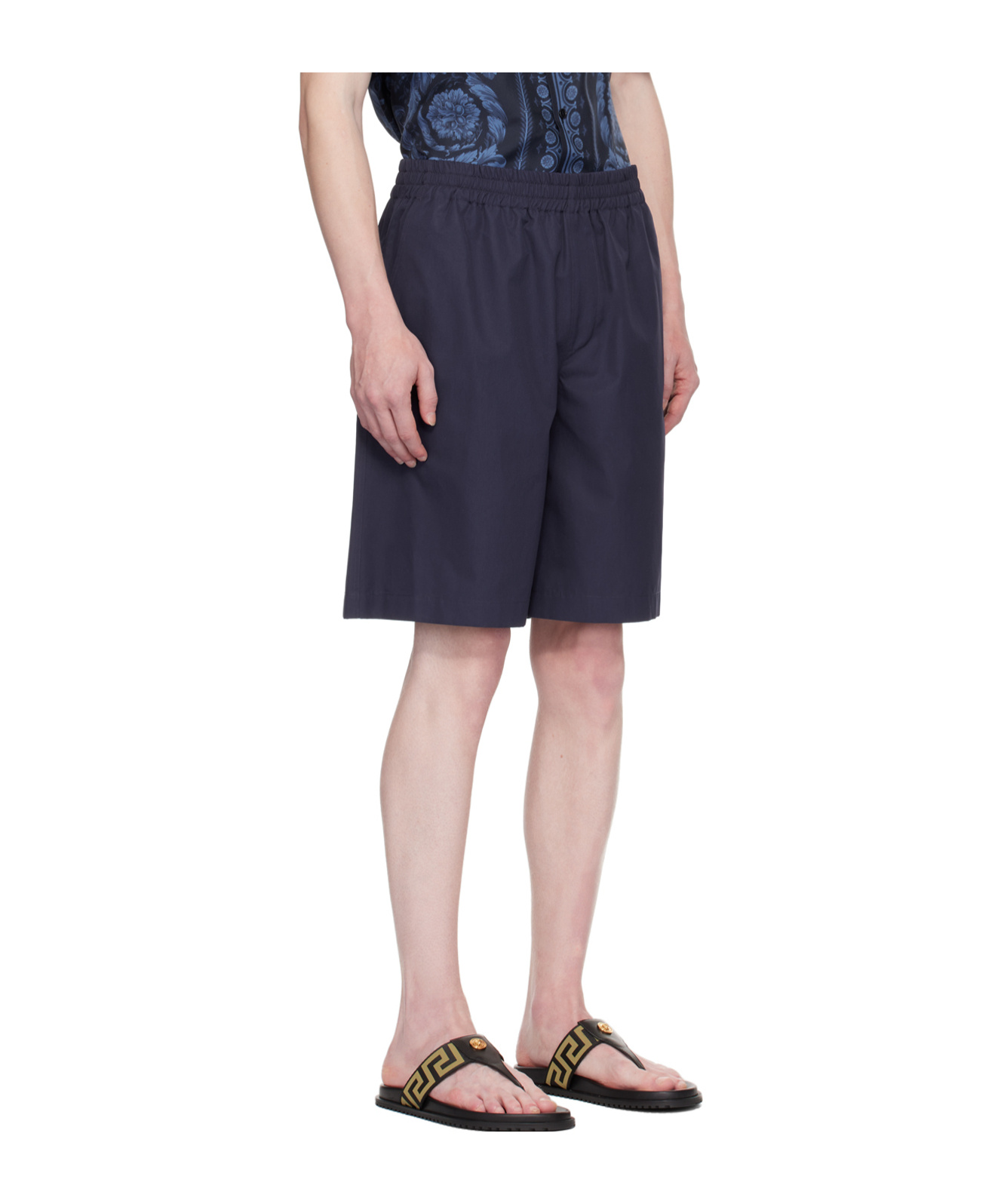 Versace Logo-embroidered Bermuda Shorts In Black