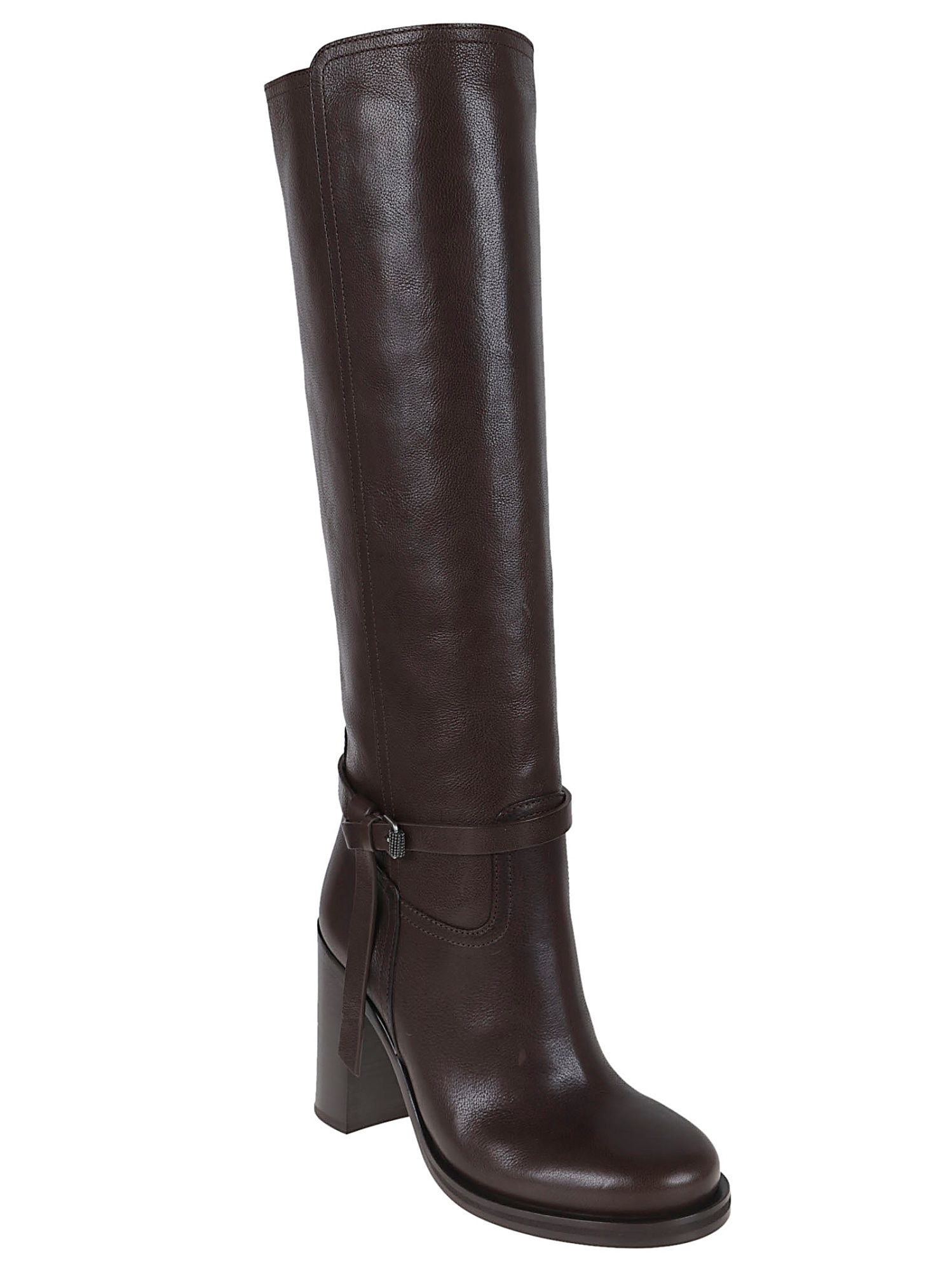 Brunello Cucinelli 100mm Buckle-strap Leather Boots In Brown