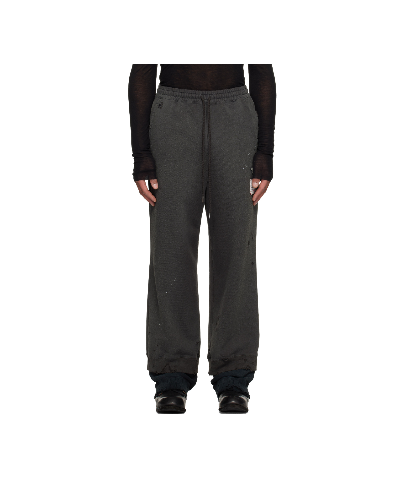 Miharayasuhiro Distressed Track Pants In Black