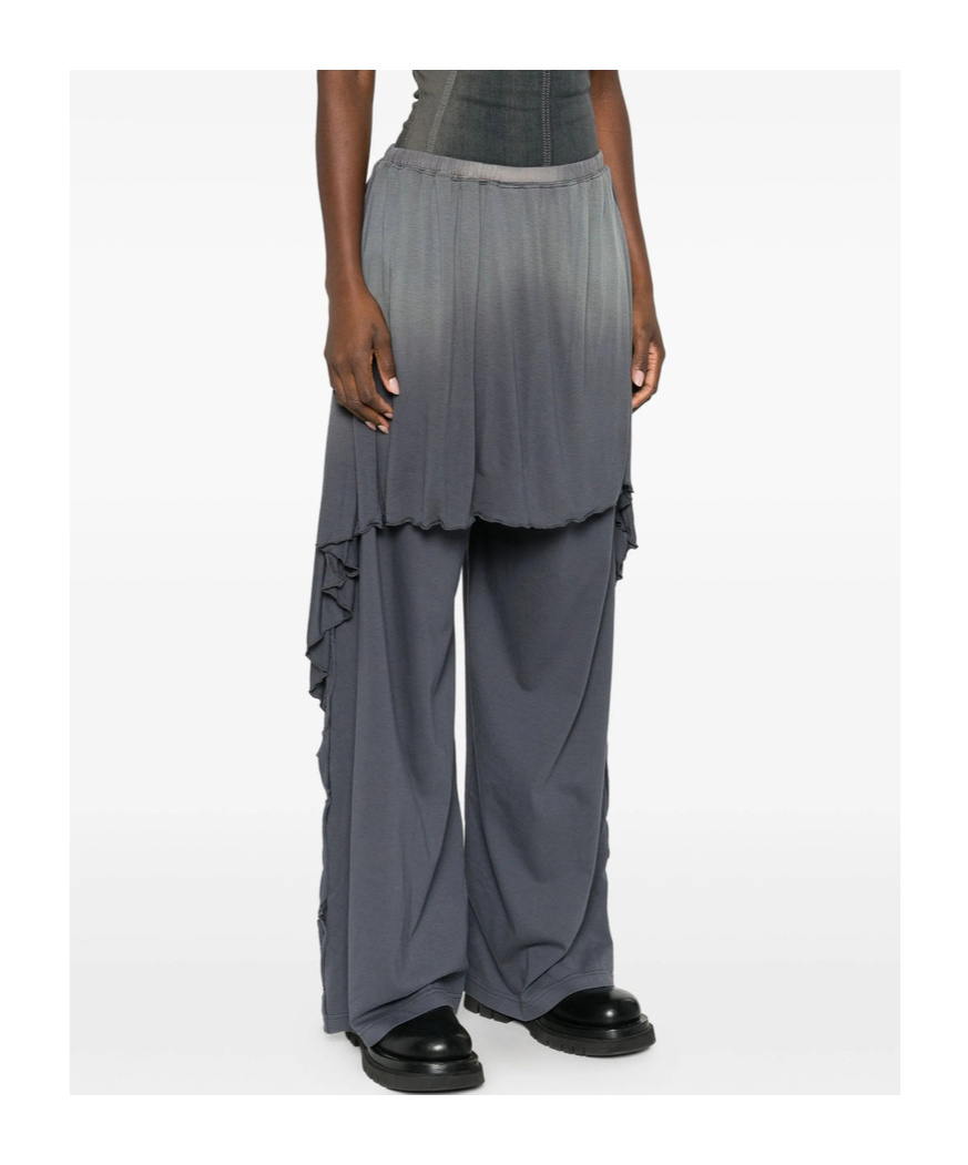 Diesel Logo-detail Ruffled Trousers In Gray