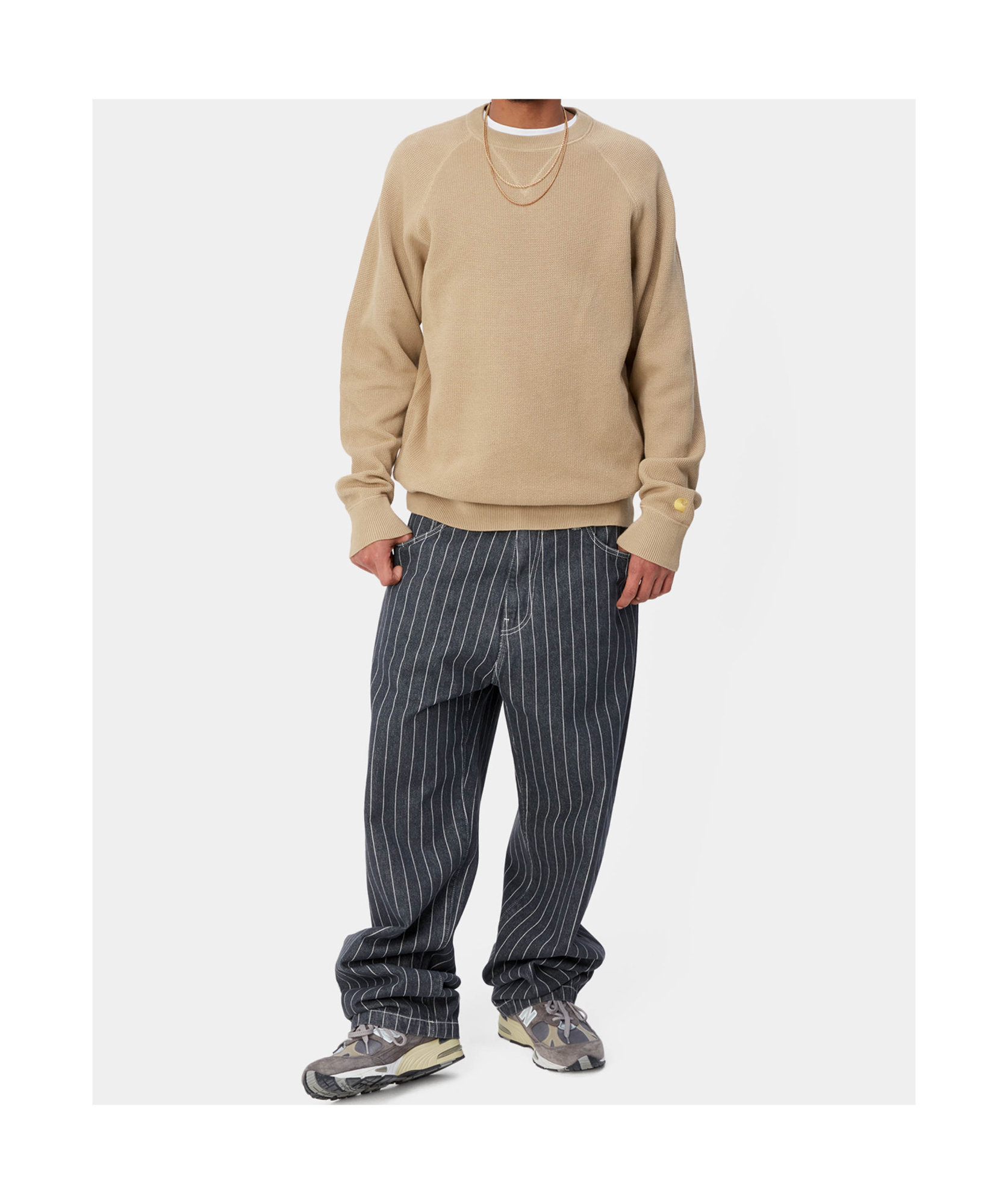 Carhartt Chase Raglan-sleeve Waffle-knit Sweater In Nude
