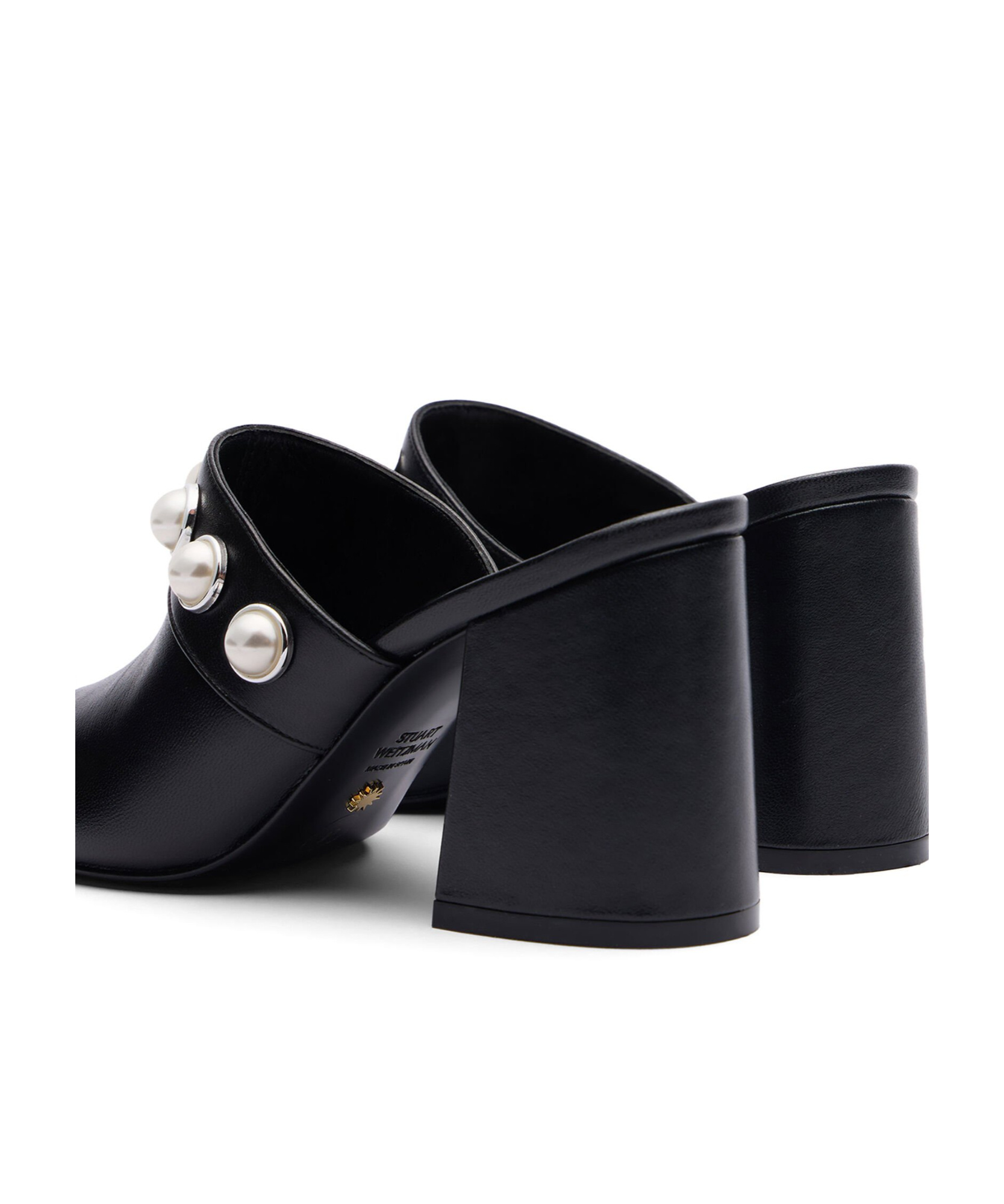Stuart Weitzman Square-headed High-heeled Slippers In Black