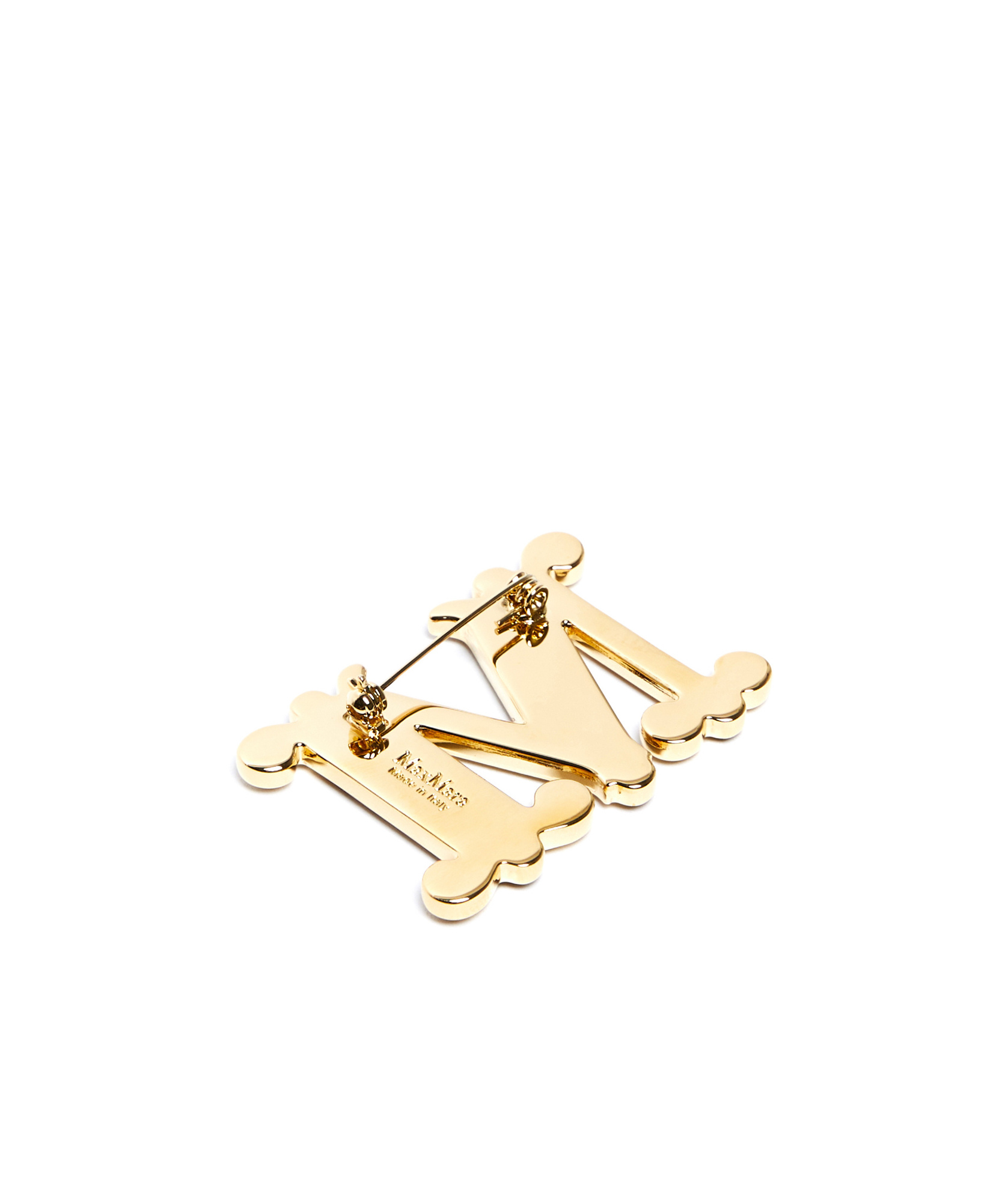 Max Mara Monogram Brooch With Crystals In Yellow
