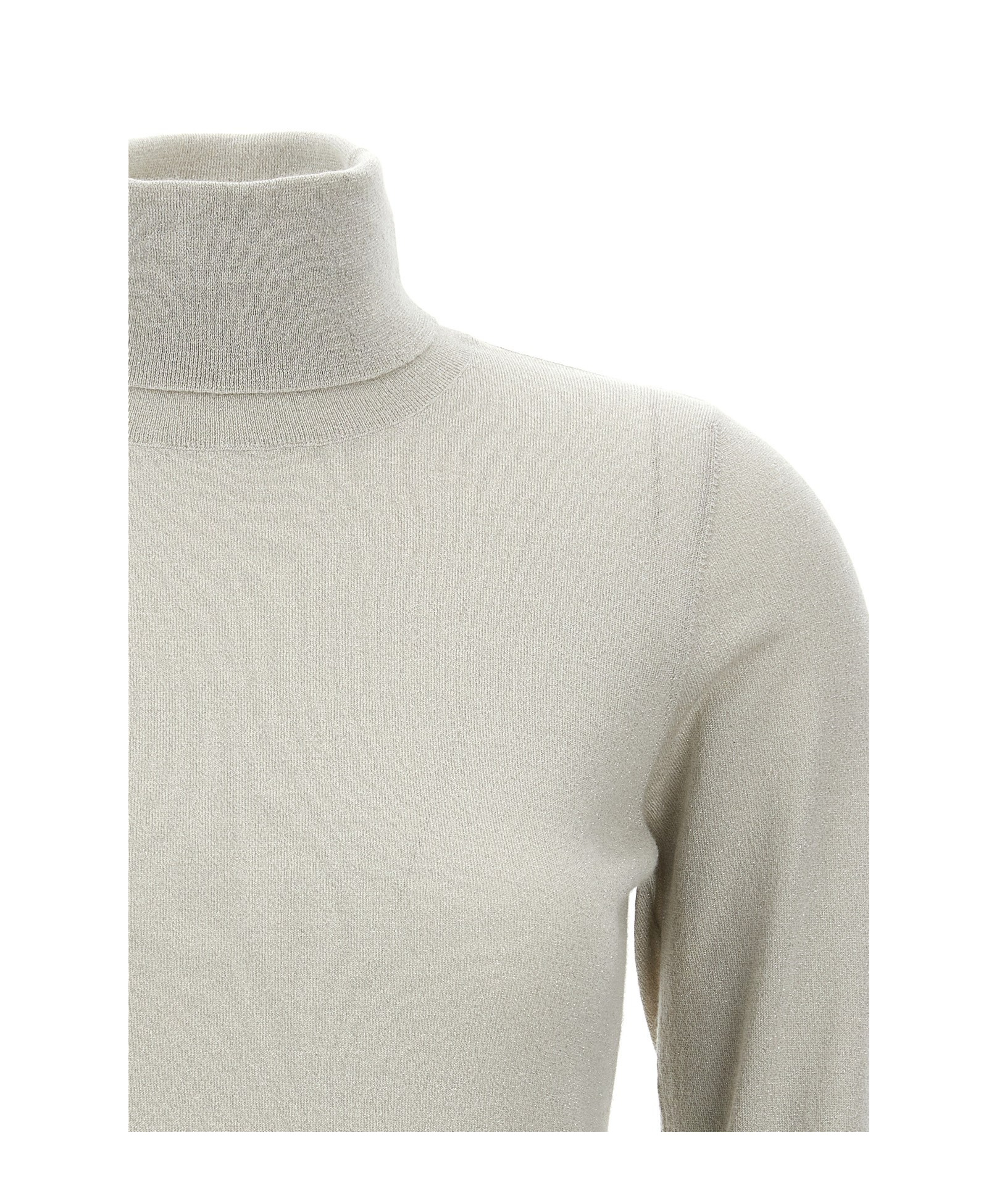 Brunello Cucinelli Cashmere-silk Glitter Turtleneck Sweater In White