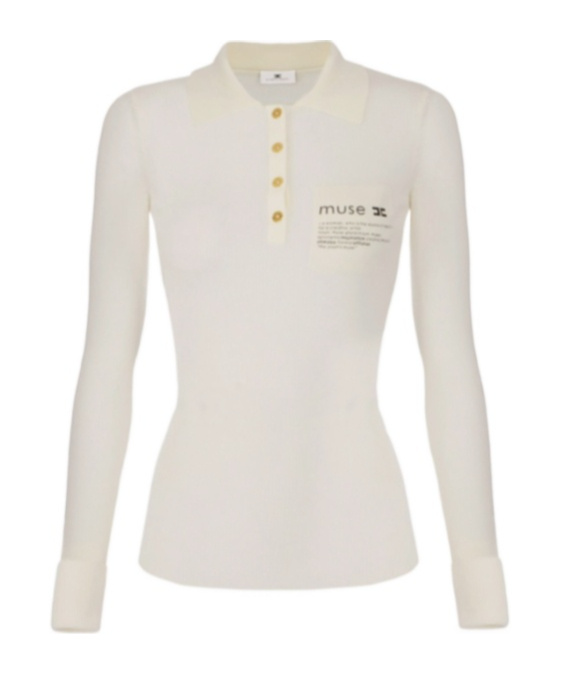 Elisabetta Franchi Knit Polo Shirt With Lettering Detail In Multi