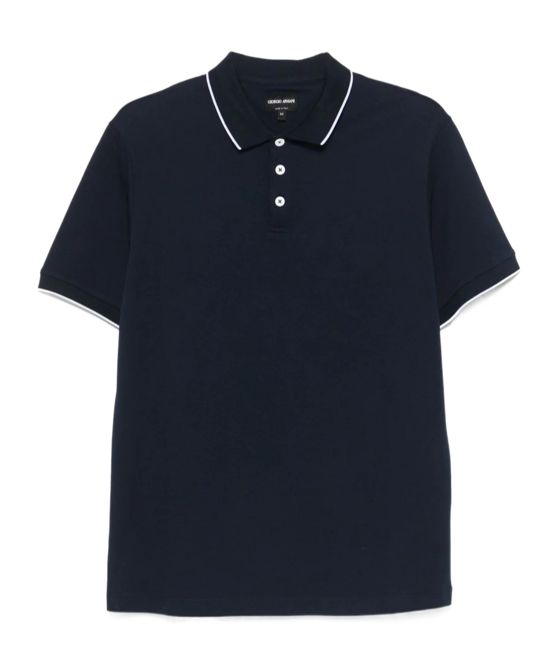 Giorgio Armani Tipped Short Sleeve Cotton Polo In Navy Blue