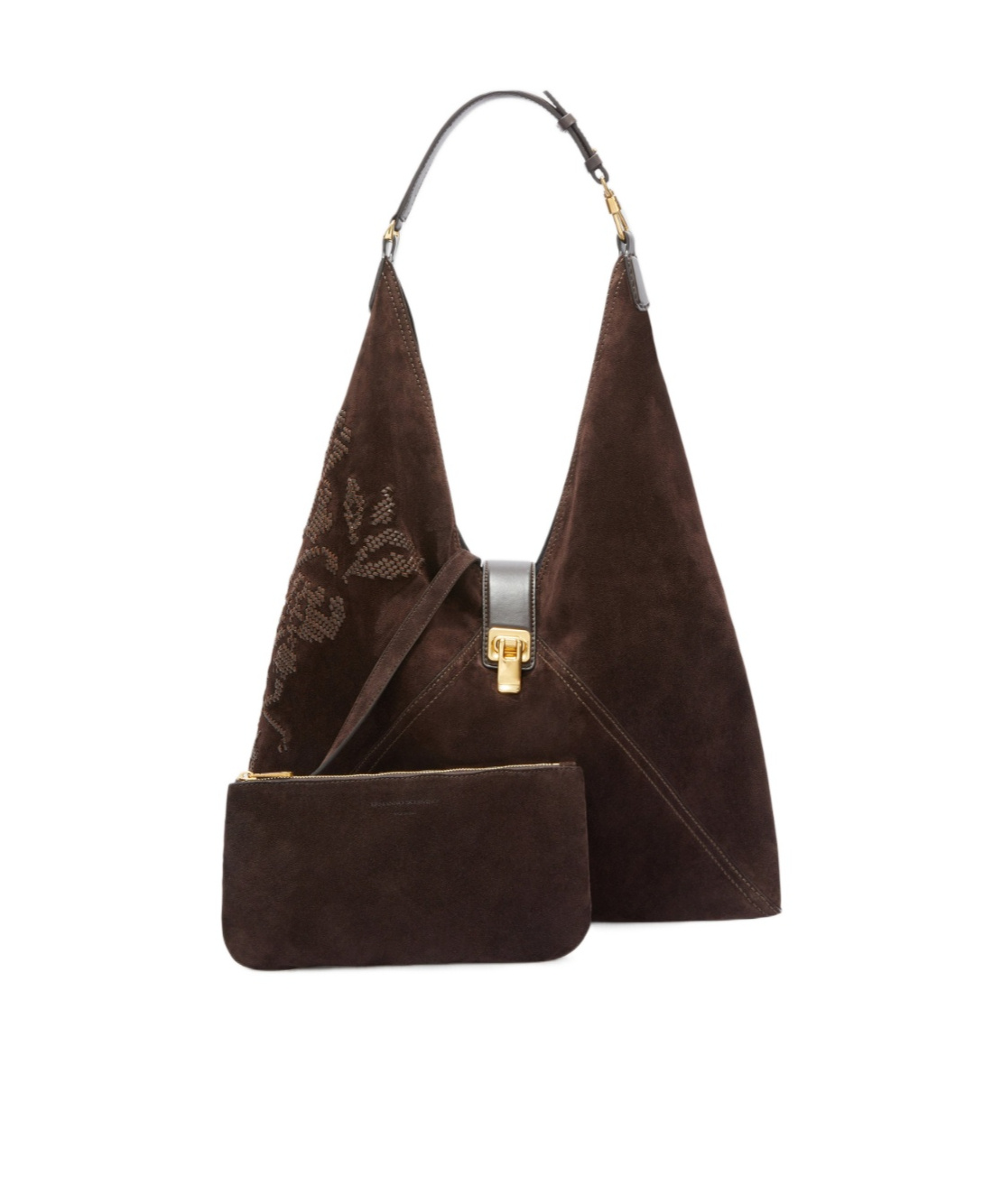 Ermanno Scervino Dudu Large Embroidered In Suede In Black