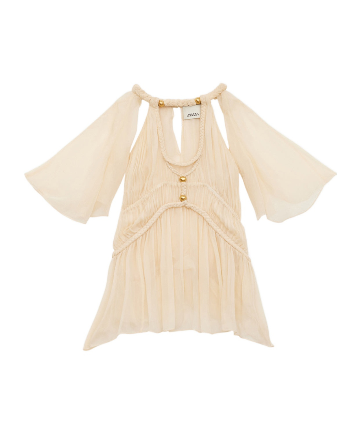 Isabel Marant Rosaline Gathered Silk Top In True Color