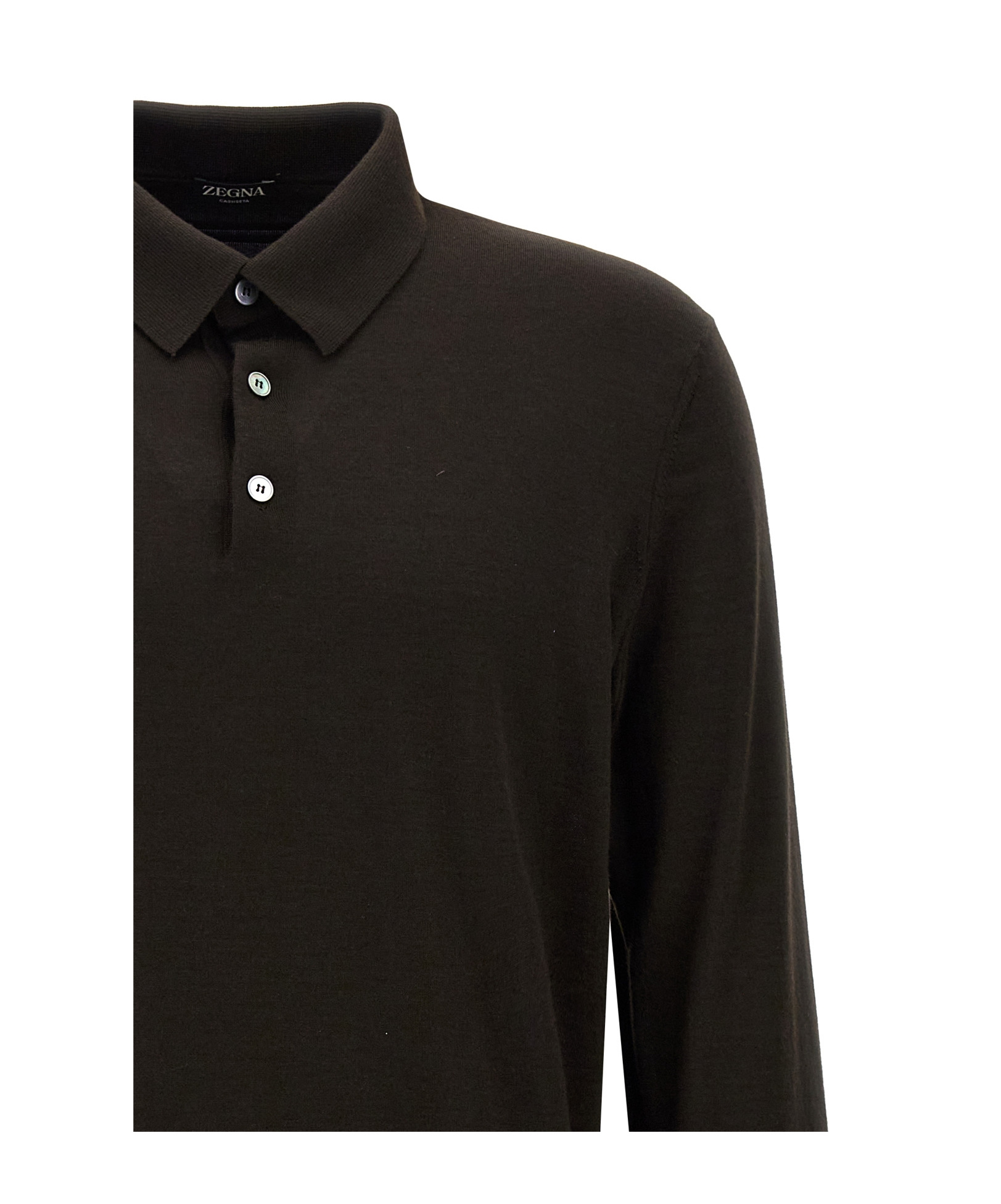 Zegna Cashseta Essential Long Sleeve Regular Fit Polo Shirt In Black