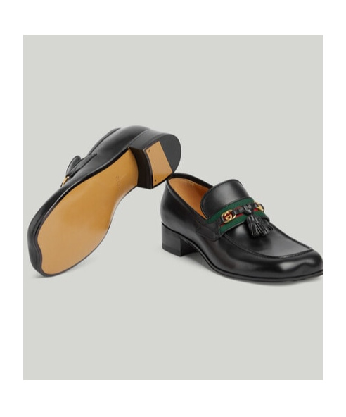 Gucci Black Web Interlocking G Loafers In Black