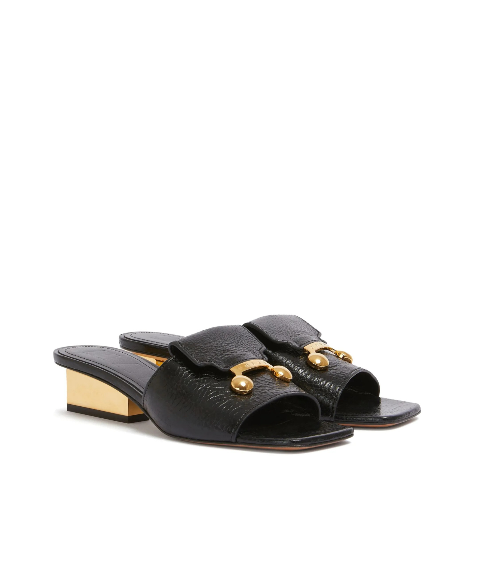 Marni Black Leather Trunkaroo Sandal In Black
