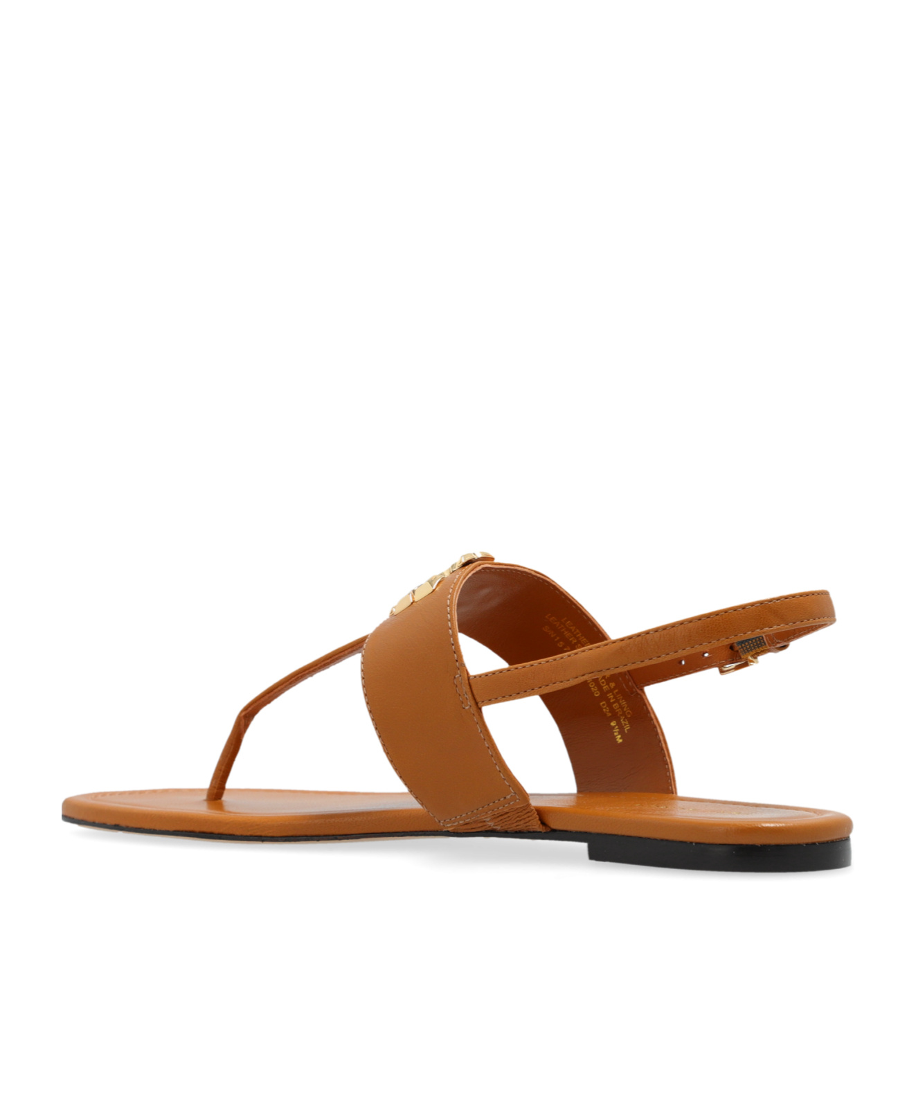 Tory Burch Eleanor Leather Medallion Flat Thong Sandals In Brown