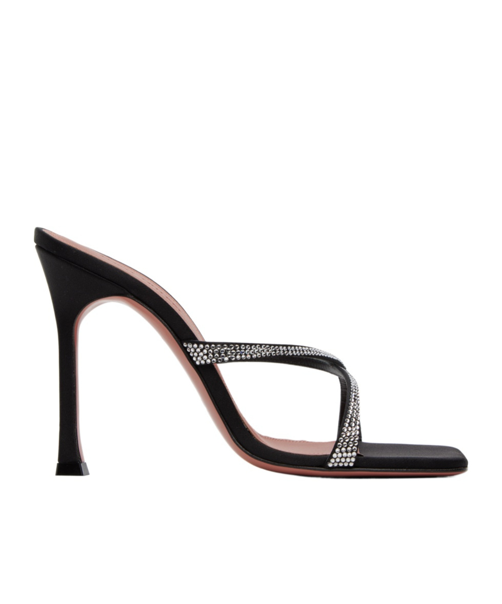 Shop Amina Muaddi Adriana Crystal High-heeled Sandals In Black