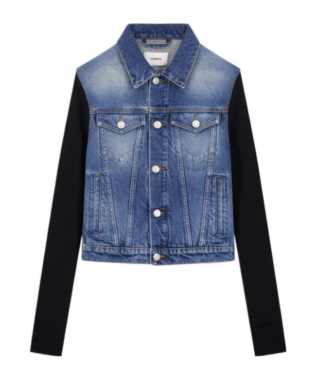 Coperni Patchwork Denim Jacket In Blue