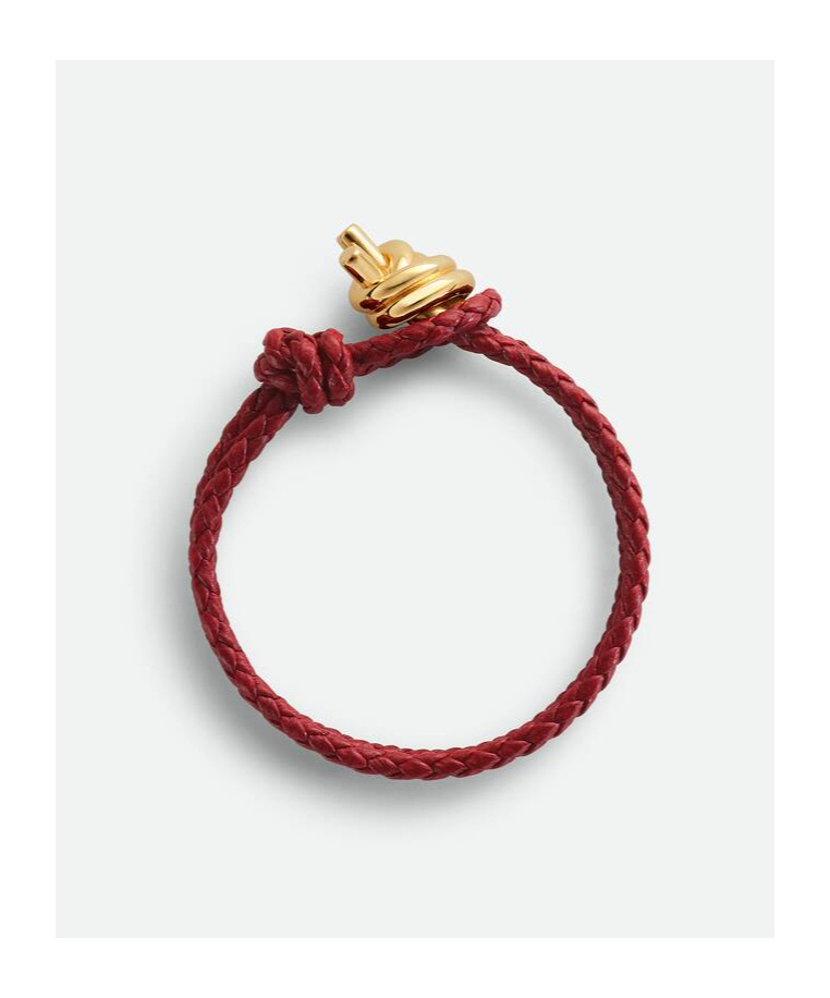 Bottega Veneta Knot Leather Bracelet In Red