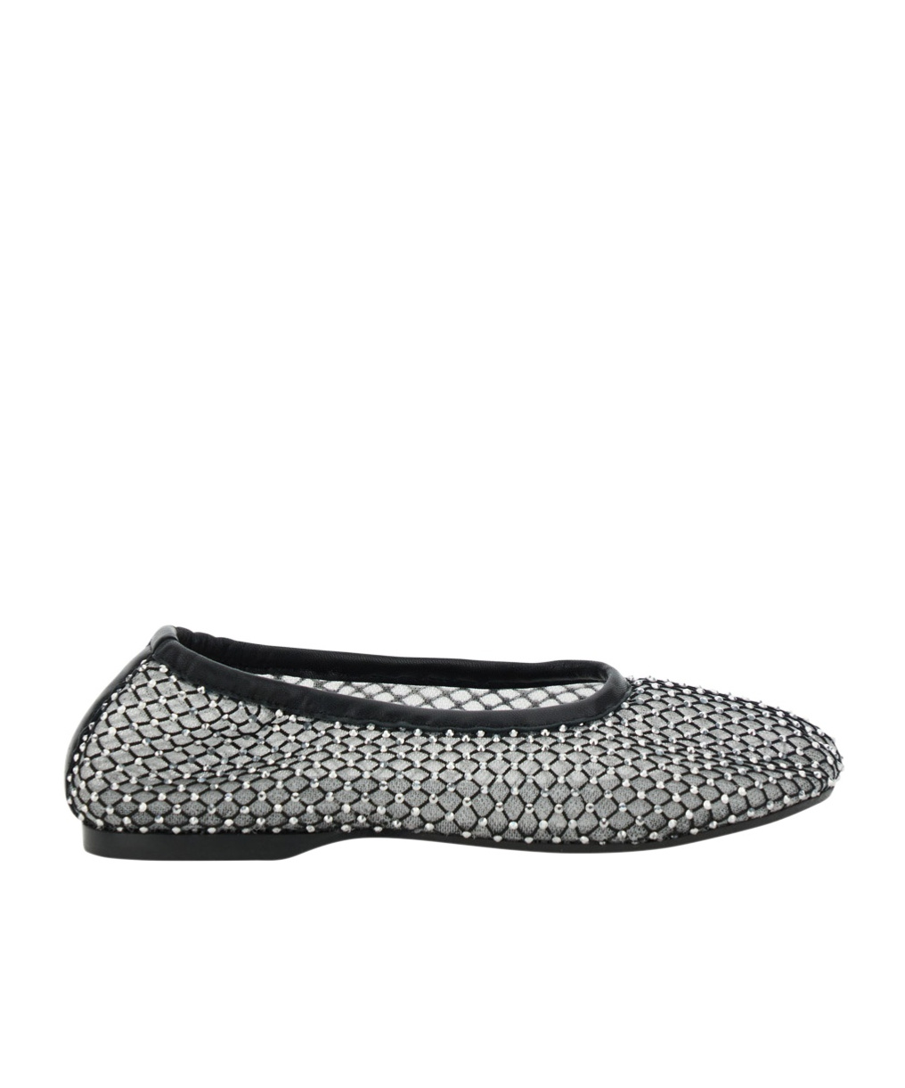 Alohas Mesh Upper Ballerinas With Shimmering Embellishments In Black
