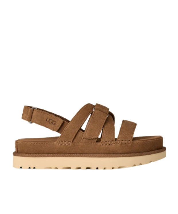 Ugg Goldenstar Flat Slingback Suede Sandals In Brown