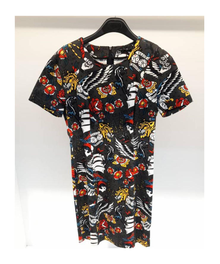 Moschino Full Body Pattern Design Dress In Black