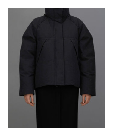 Herno Oversized Metallic Crinkle Jacket With High Collar In Black