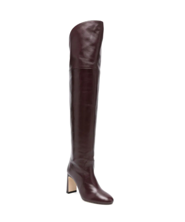 Stuart Weitzman Babette Tubo 85 Leather Over-the-knee Boots In Brown