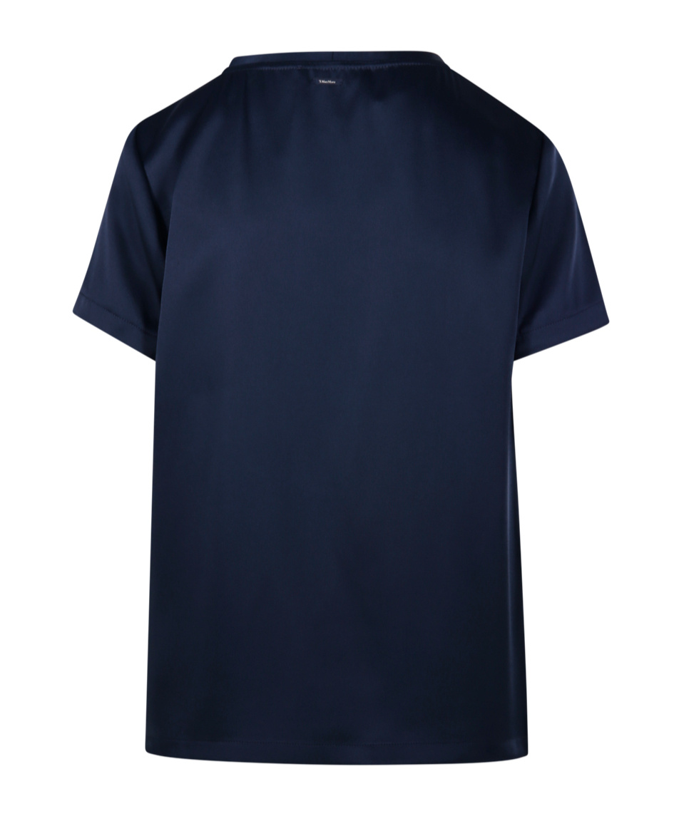 Max Mara Rebecca T-shirt In Blue Viscose Satin In Black