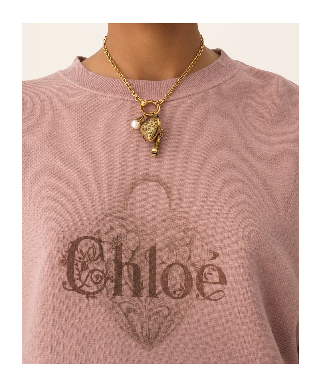 Chloé Oversized Logo Sweater In Chiné Fleece In Pink