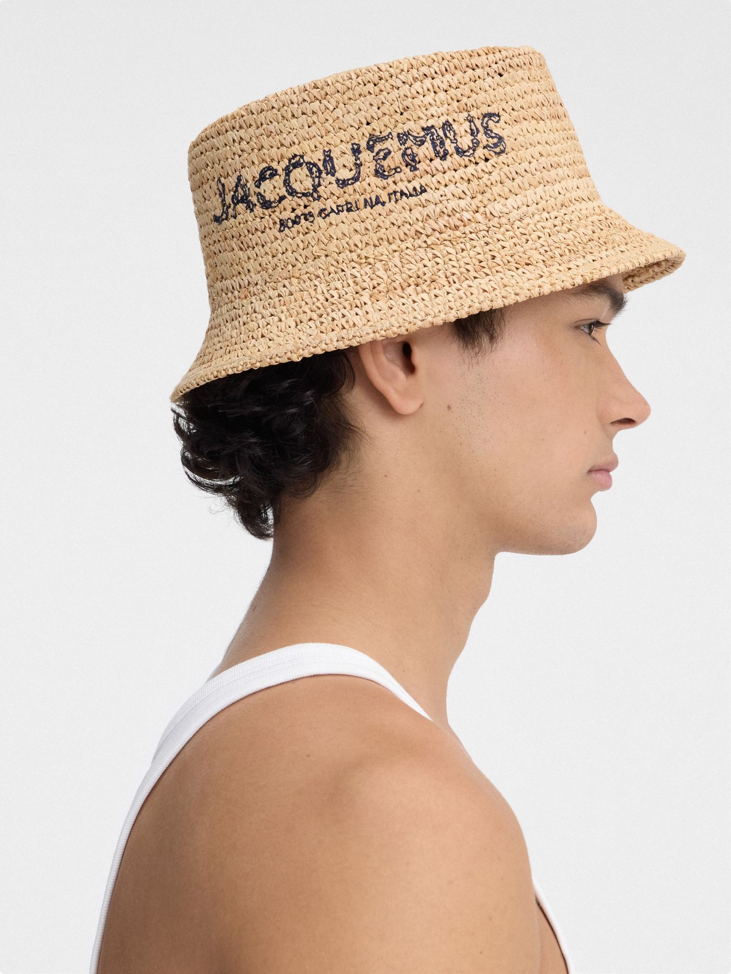 Jacquemus Le Bob Pesco Raffia Effect Bucket Hat In Nude
