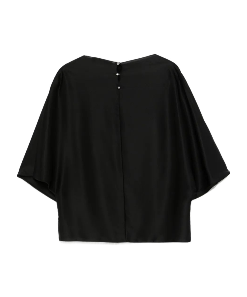 Lanvin Openwork Sleeves Silk Top In Black