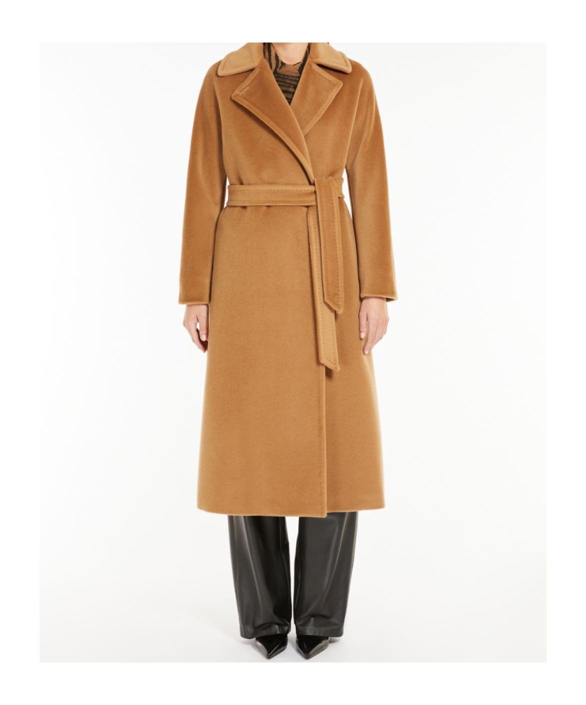 Max Mara Button Detailed Belted Coat In Brown