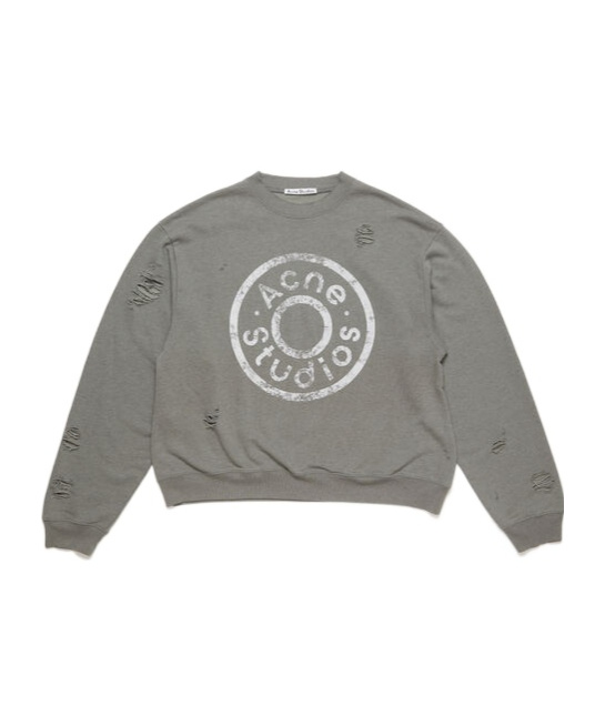 Acne Studios Trapped Hole Round Neck Sweater In Gray