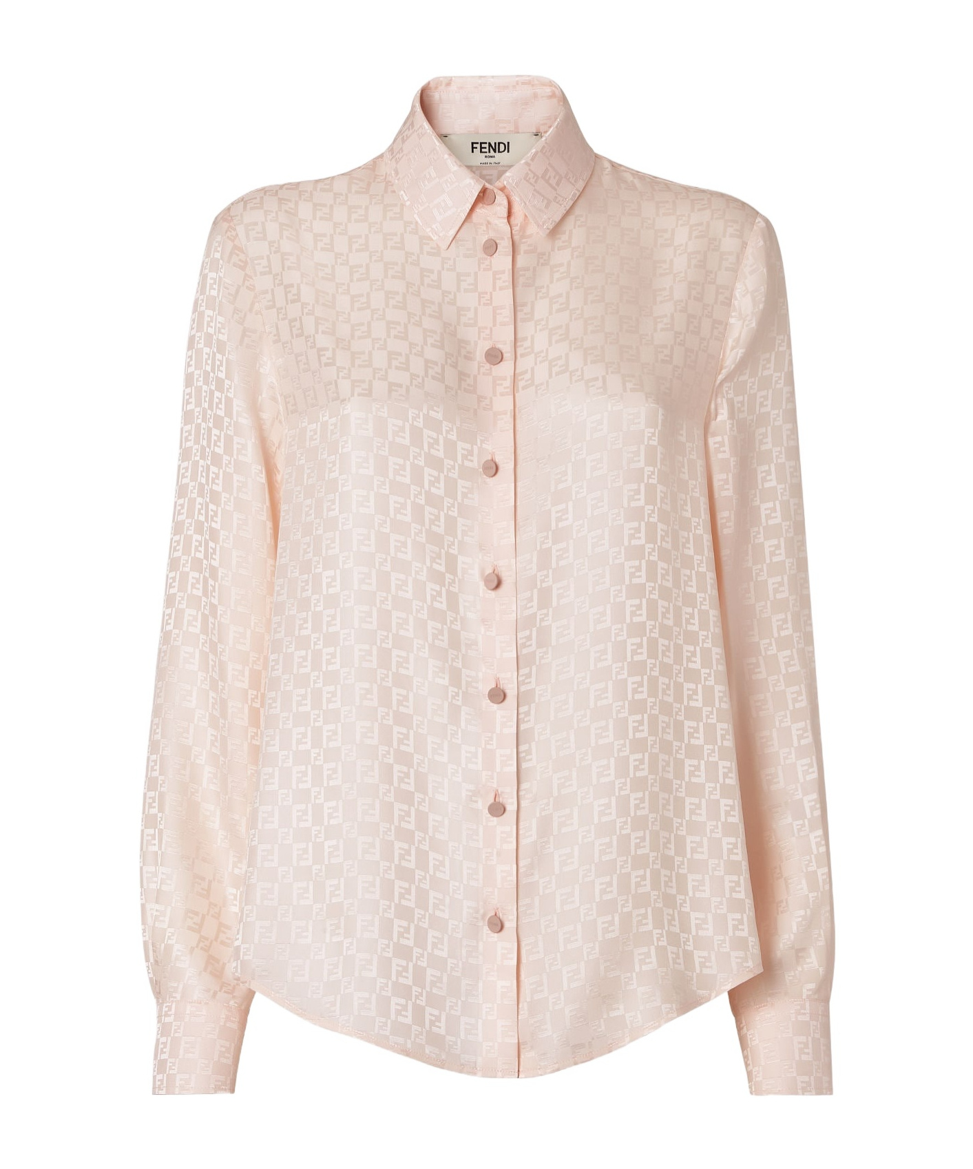 Fendi Monogrammed Long-sleeved Shirt In Nude