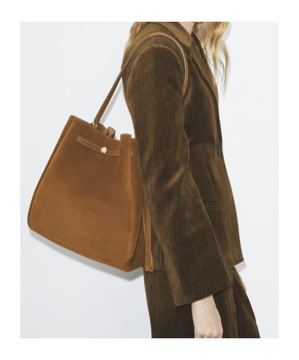 Tory Burch Large Romy Suede Bucket Bag In Brown