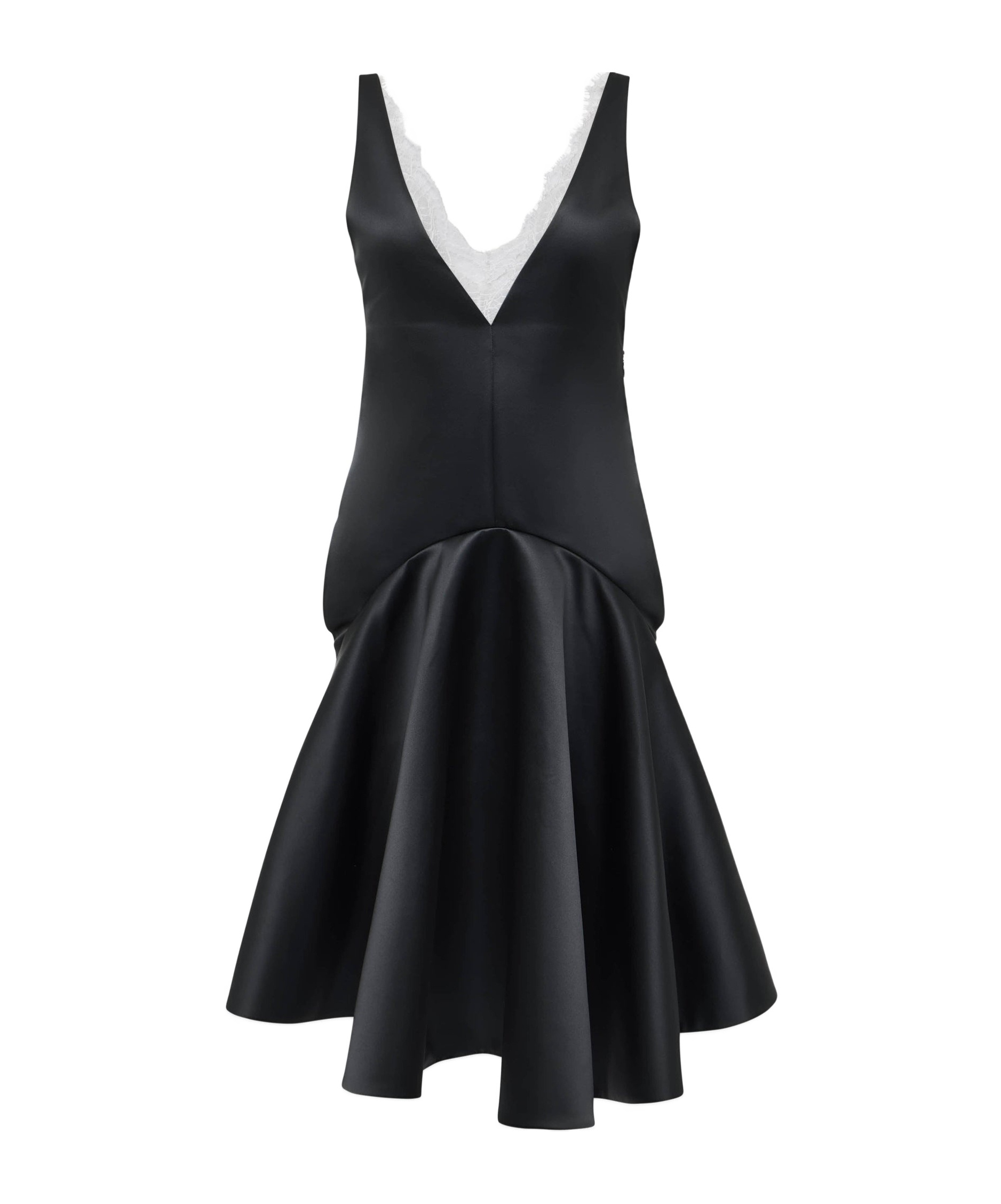 Jw Anderson Draped Hem V Neck Dress In Black