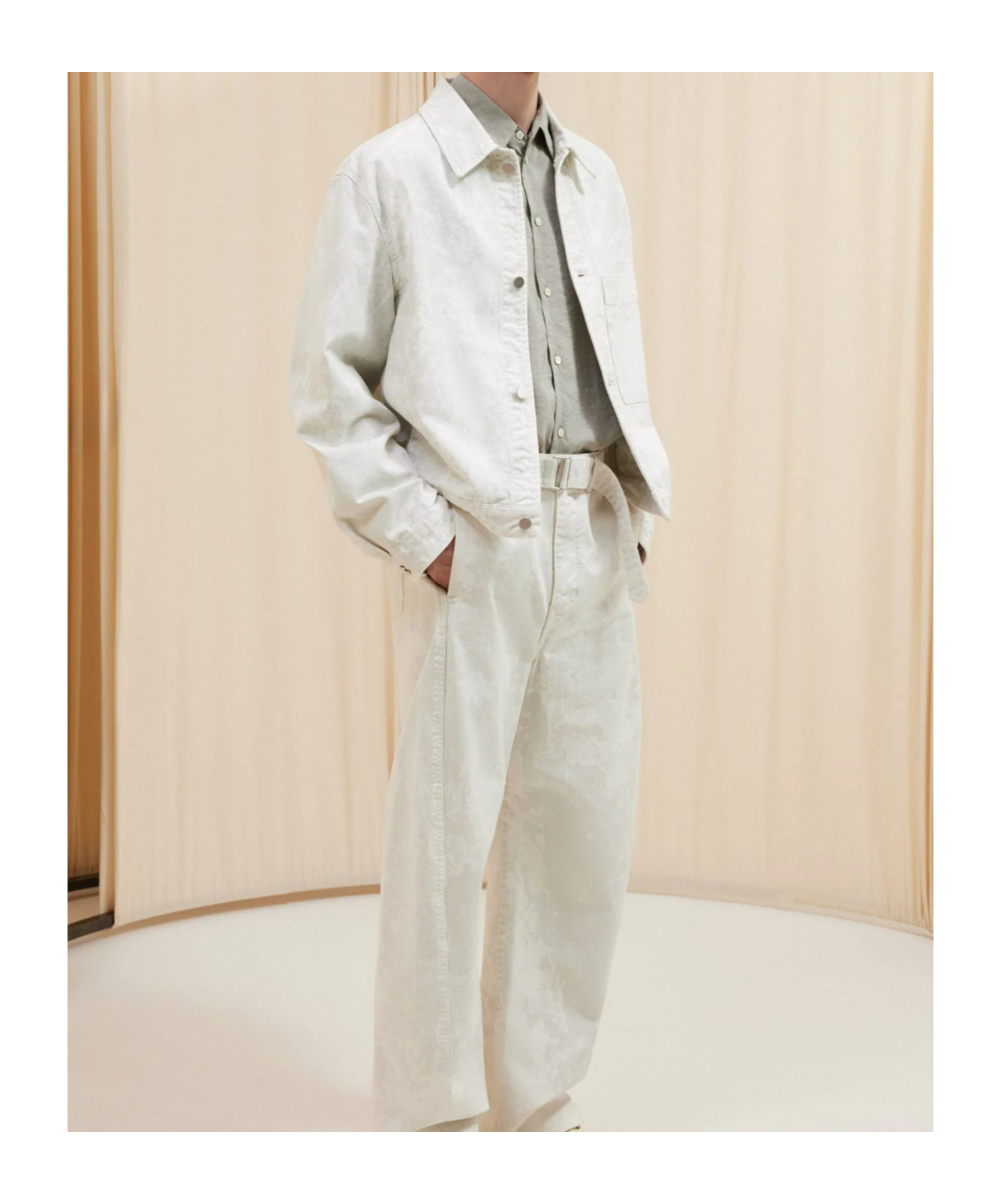 Lemaire Chest Pocket Long-sleeved Denim Coat In White