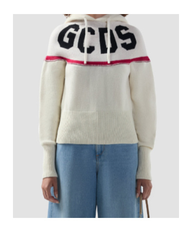 Gcds Cropped Hoodie With Logo And Hood In Metallic