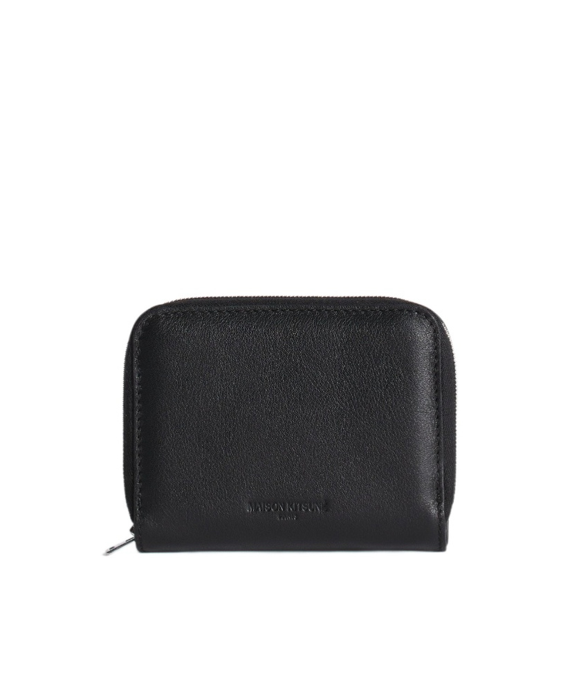 Maison Kitsuné Fox-head Zip-around Wallet In Black