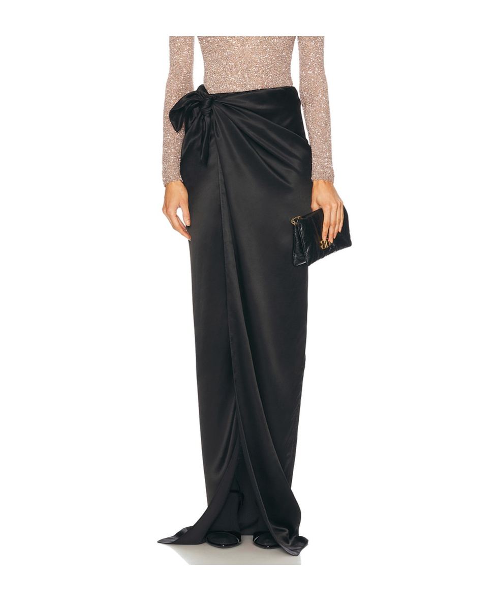 Balenciaga Long Satin Skirt Skirts Black In Black