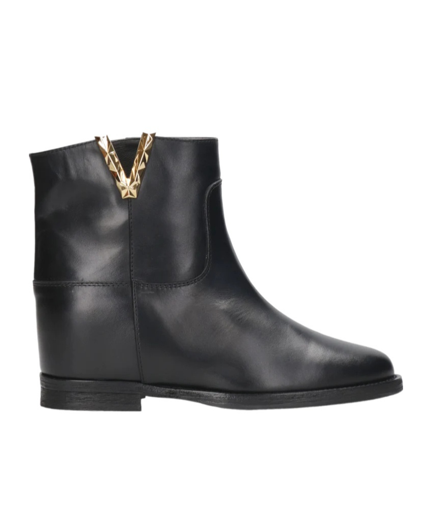 Shop Via Roma 15 Split Detail Short Boots In Black