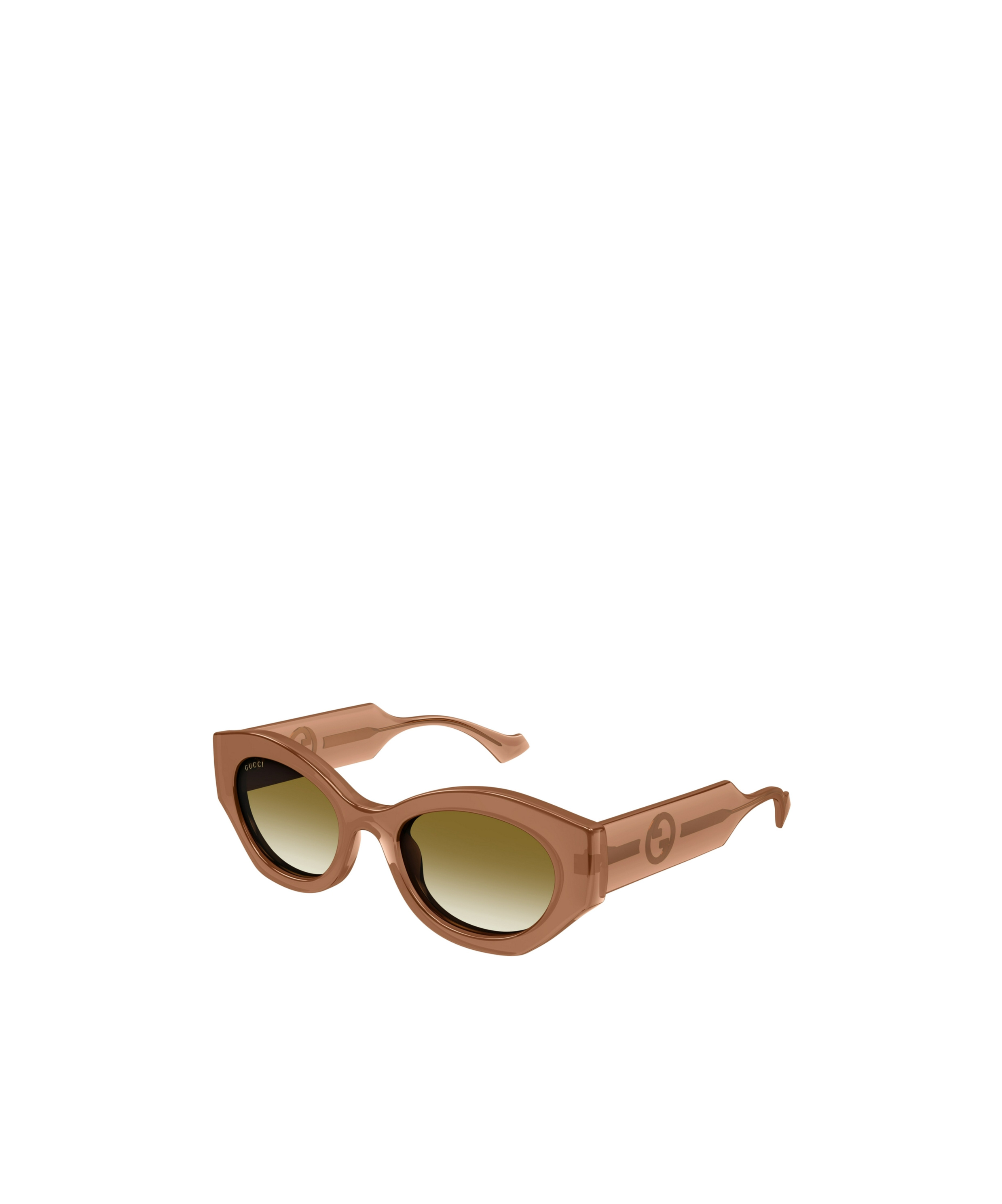 Gucci Interlocking G-logo Oval-frame Sunglasses In Brown