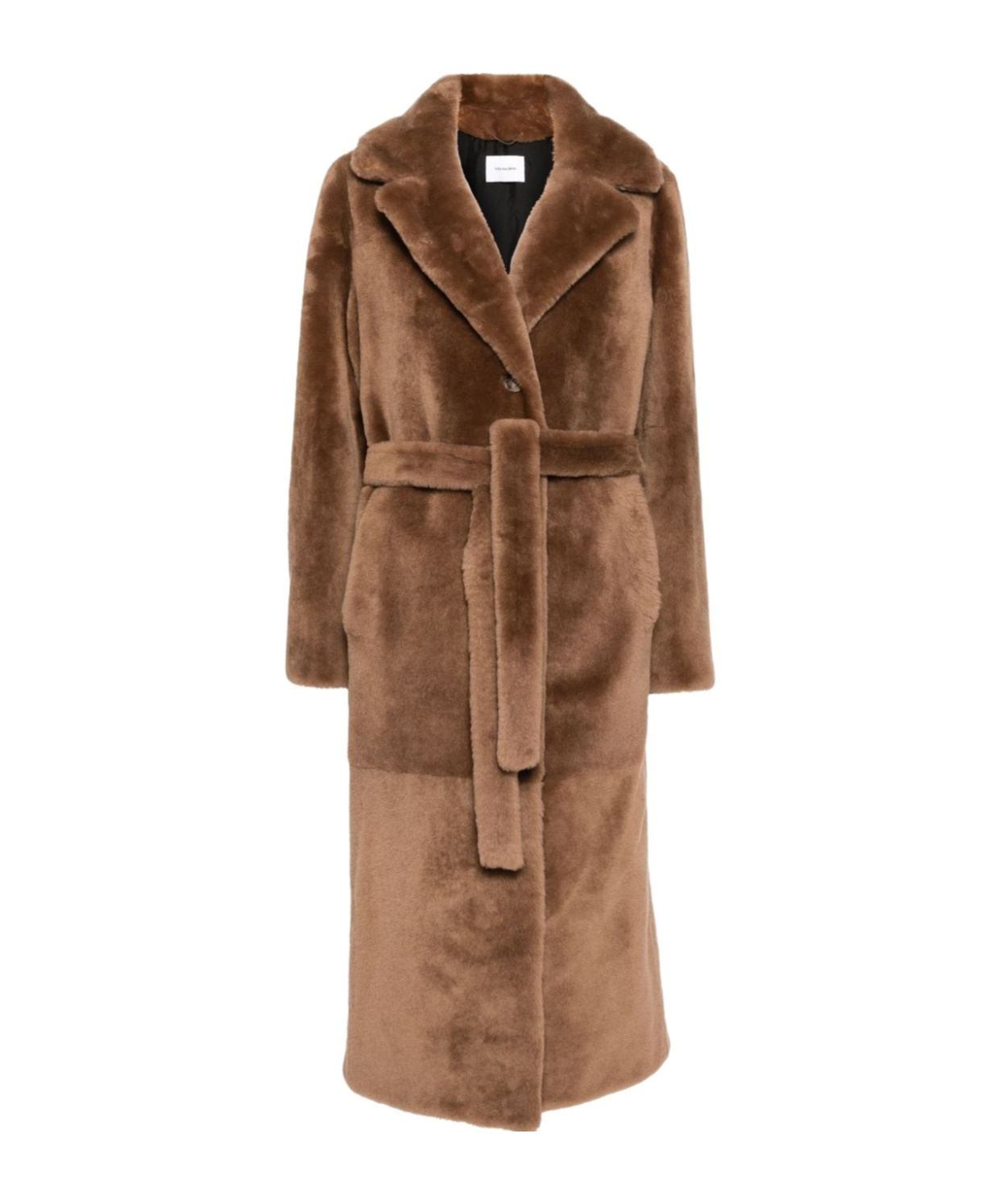 Yves Salomon Long-sleeved Coat In Brown