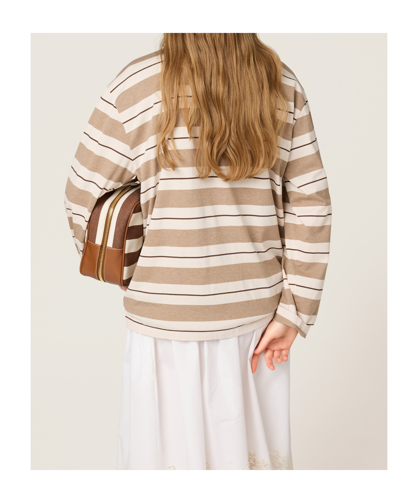 Miu Miu Logo Striped Cotton Jersey Polo Shirt In Multi