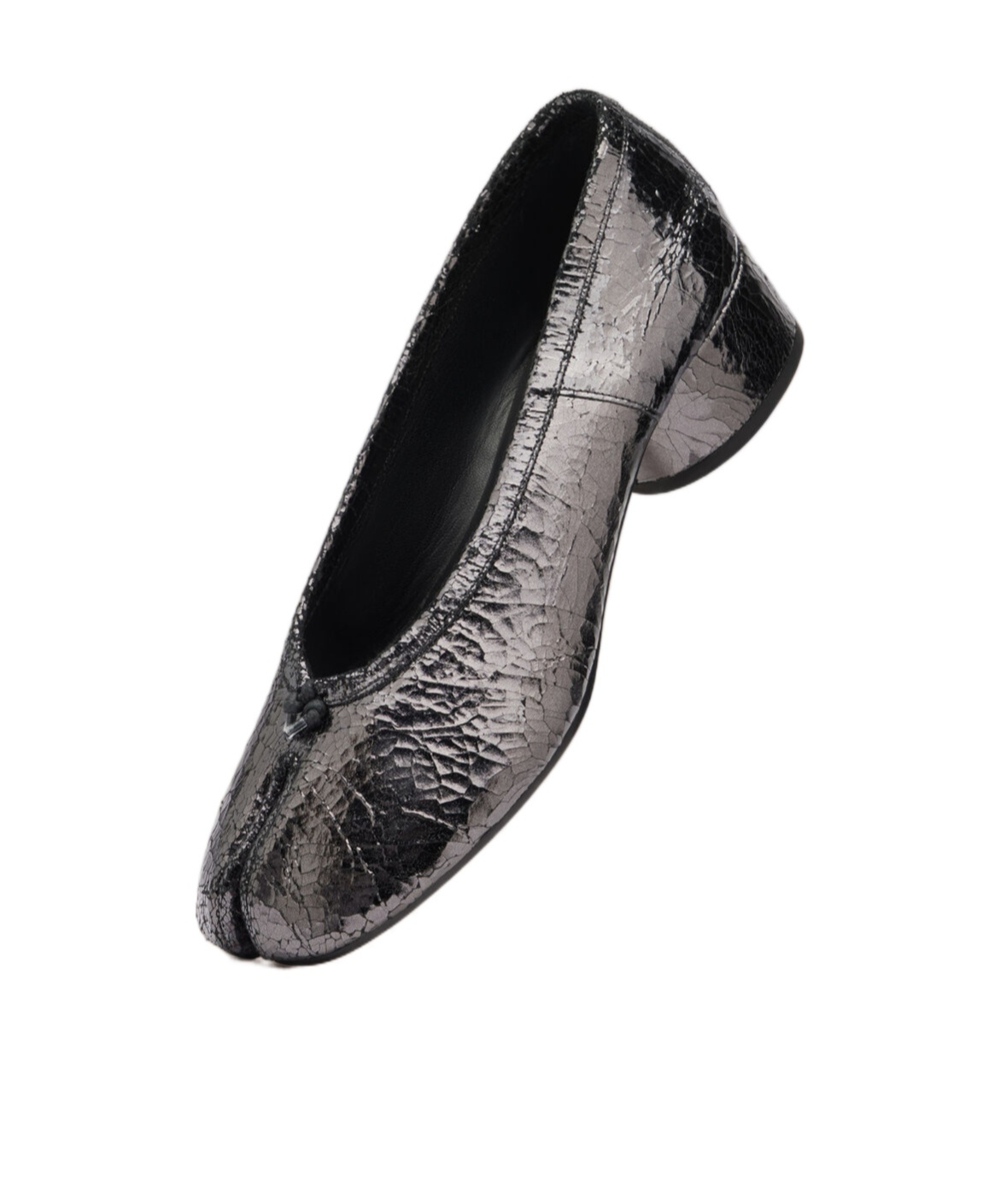 Maison Margiela Tabi Ballerina Split-toe Crinkled Glossed-leather Pumps In Grey