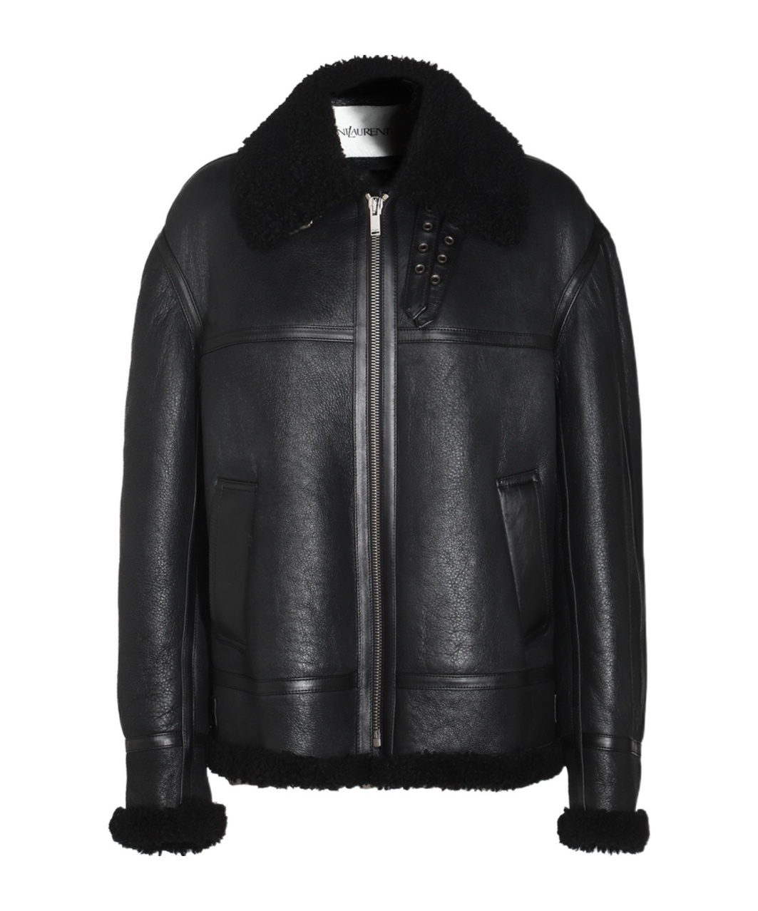 Saint Laurent Shearling Jacket In Black
