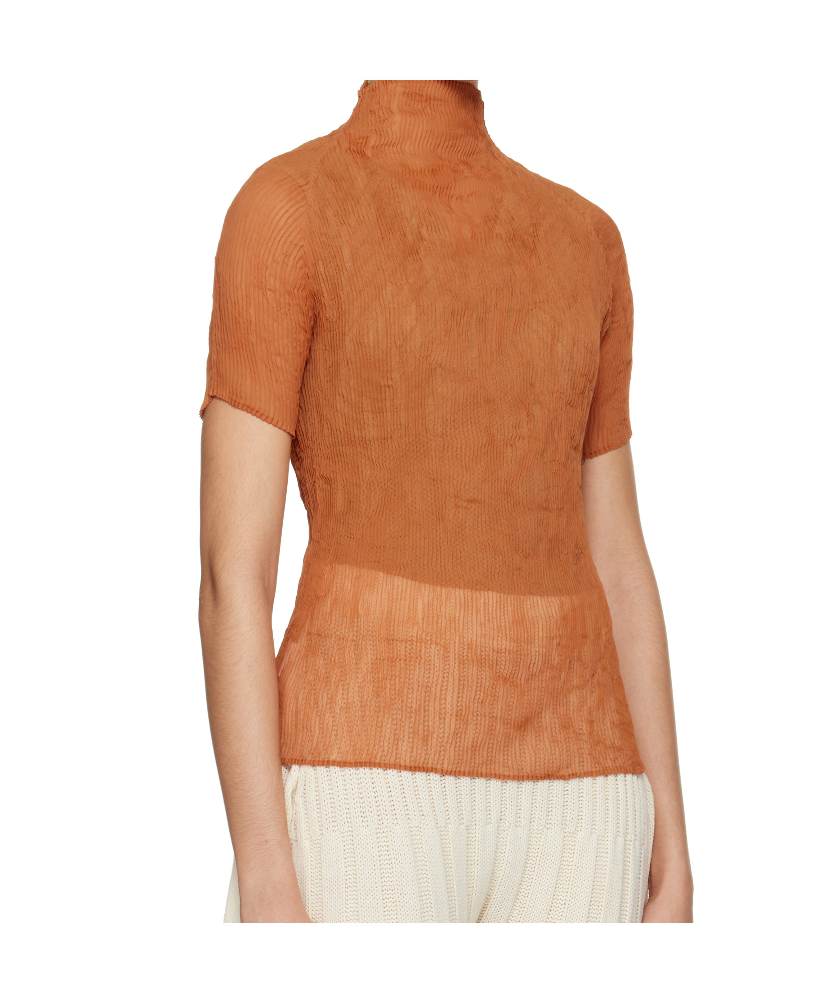 Shop Issey Miyake Turtleneck T-shirt In Orange