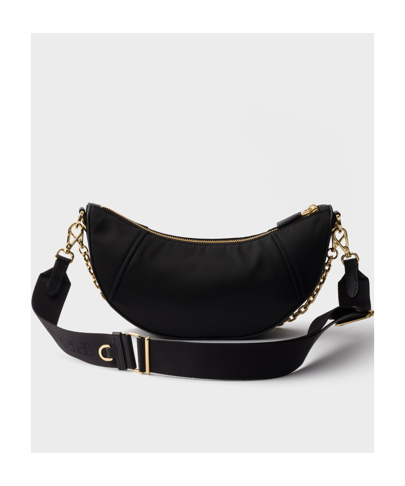 Prada Women's Re-nylondemi-lune Shoulder Bag In Black