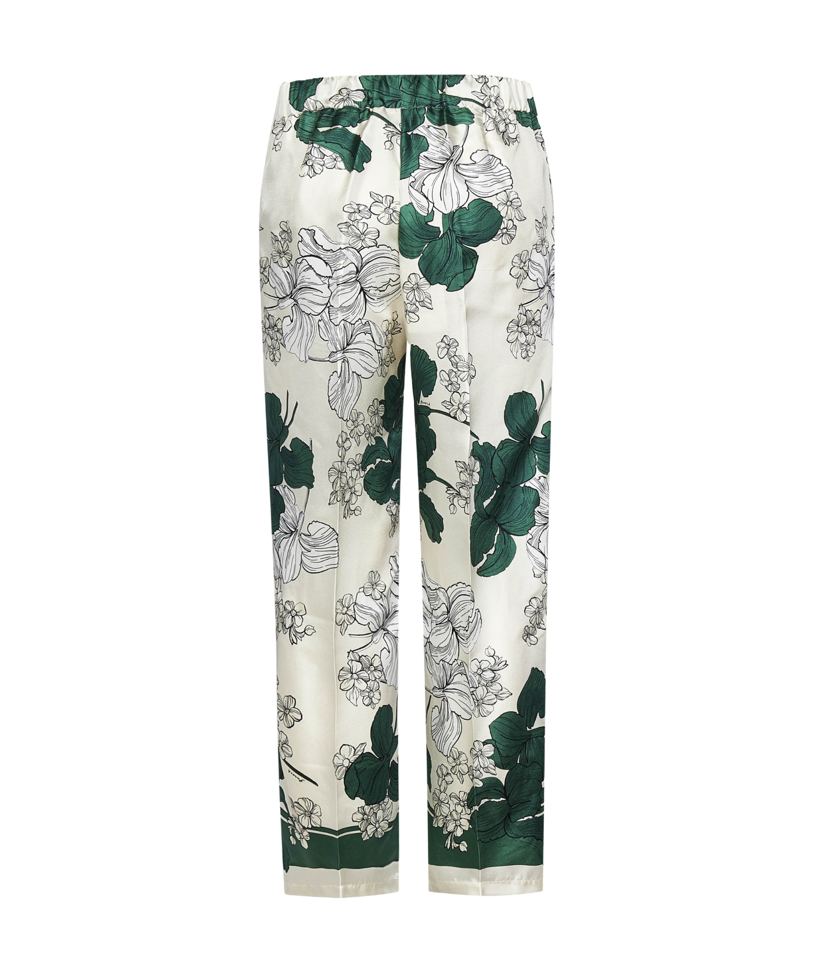 P.a.r.o.s.h Parosh Flower-print Silk Satin Trousers With Elasticated Waistband