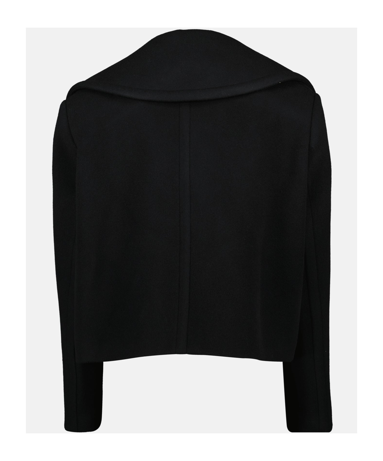 Patou Cropped Double Breasted Coat With Gold Buttons In Black