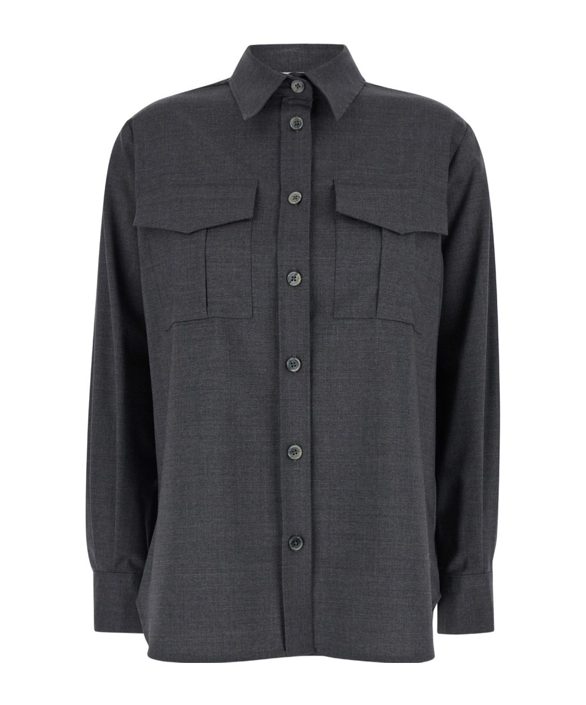 P.a.r.o.s.h Parosh Sophisticated Virgin Wool Blend Shirt With Classic Collar And Box-pleat Detail In Black
