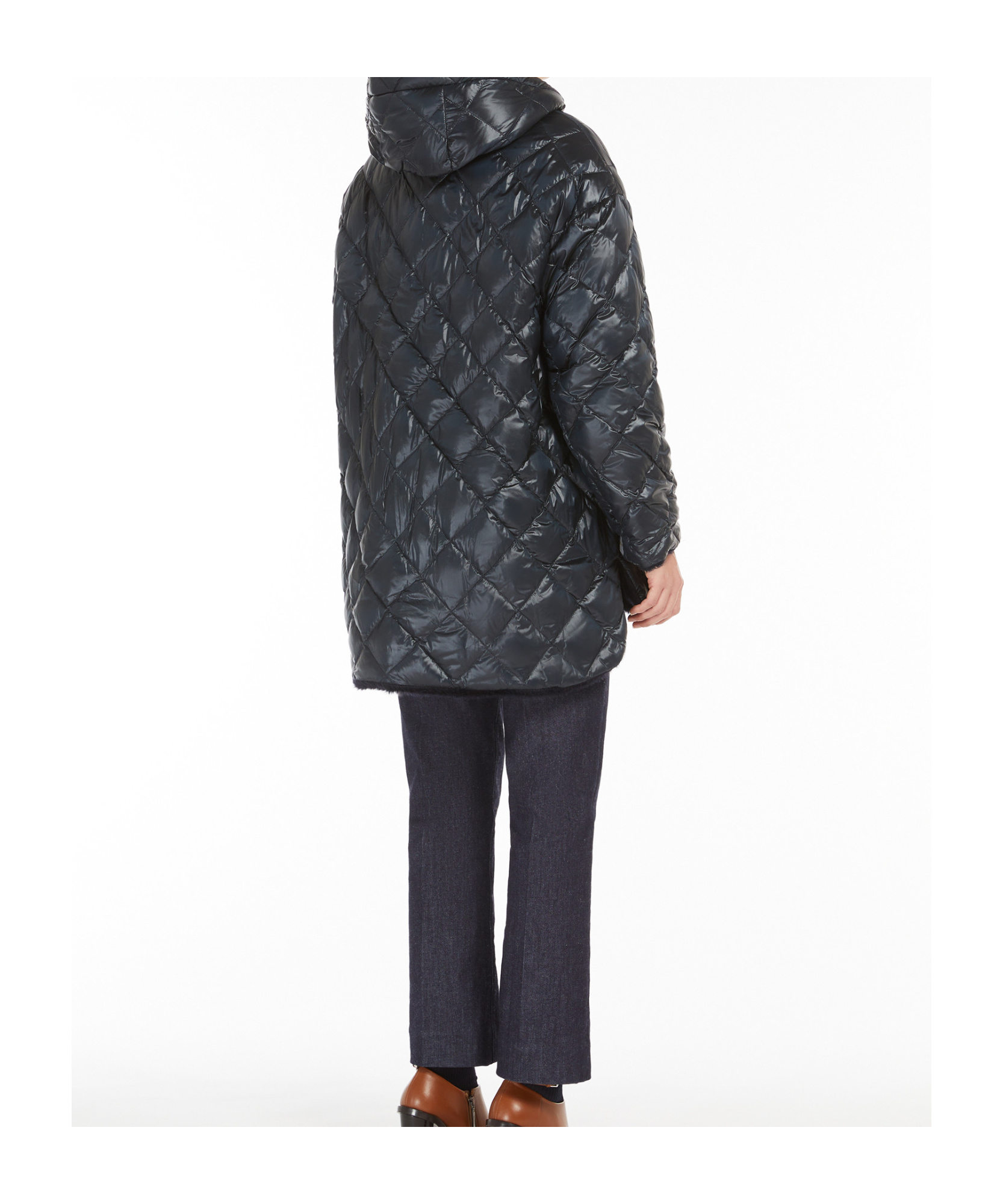 Max Mara Alpaca Wool And Wool Double-sided Down Jacket In Black
