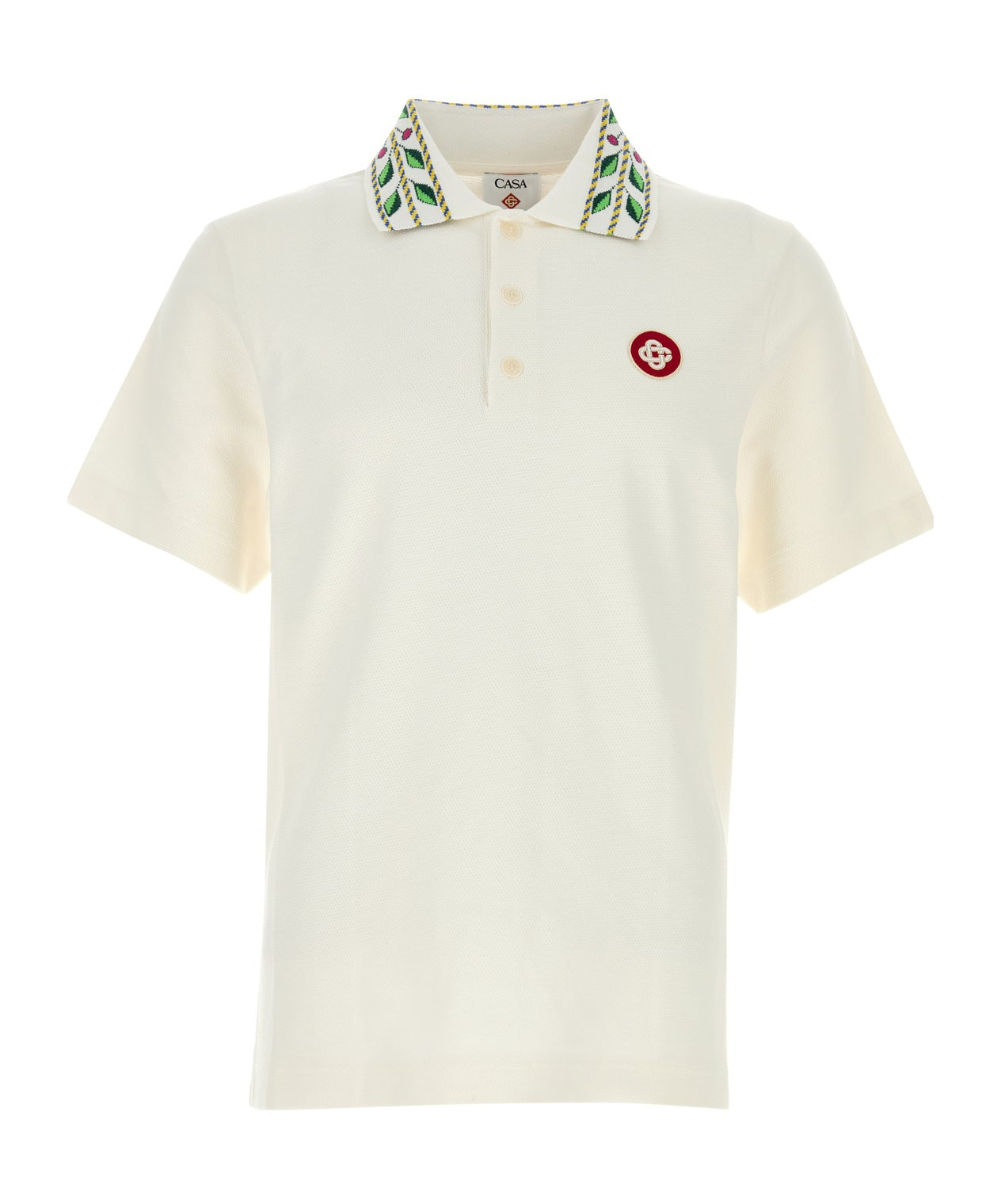 Casablanca Polo Shirt With Short Sleeves And Embroidered Collar In White